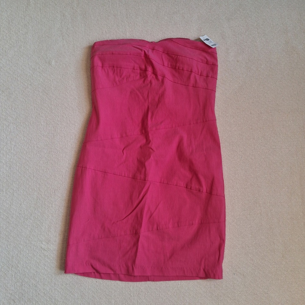charlotte russe y2k strapless bodyvon mini dress baddie party 2000s large pink